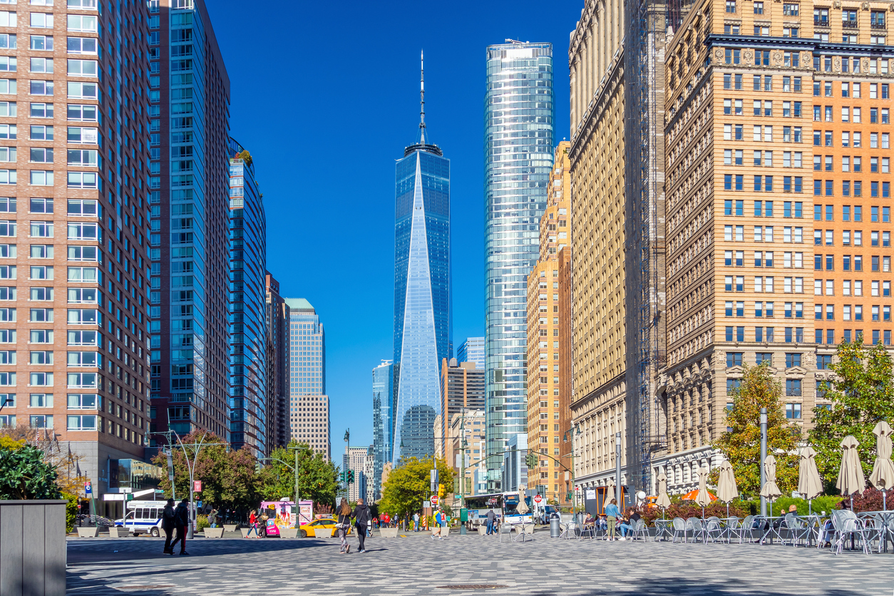 Downtown Manhattan, NYC USA in summer